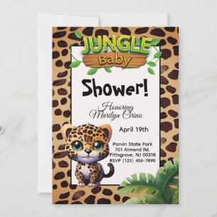 Convite Leopard Print Willife Gatinho Selgle Chá de fralda