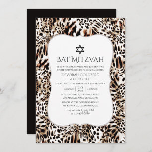 Convite Leopard Skin Pattern Bat Mitzvah