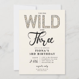 Convite Leopard Young Wild Três Aniversário