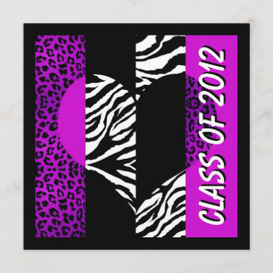 Convite Leopard Zebra - Imprimir Festa de formatura Roxa C
