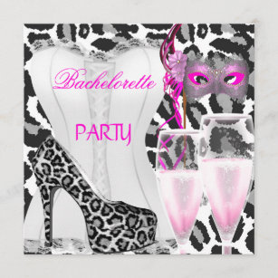 Convite Leopardo branco do rosa do espartilho da festa de
