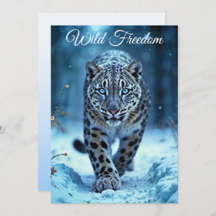 Convite Leopardo-da-neve, predador majestoso de olhos azui