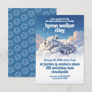 Convite Leopardo de Neve Bonita Dormindo em Chá de fraldas