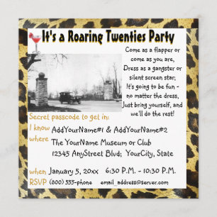 Convite Leopardo do Flapper do partido dos anos 20 rujir