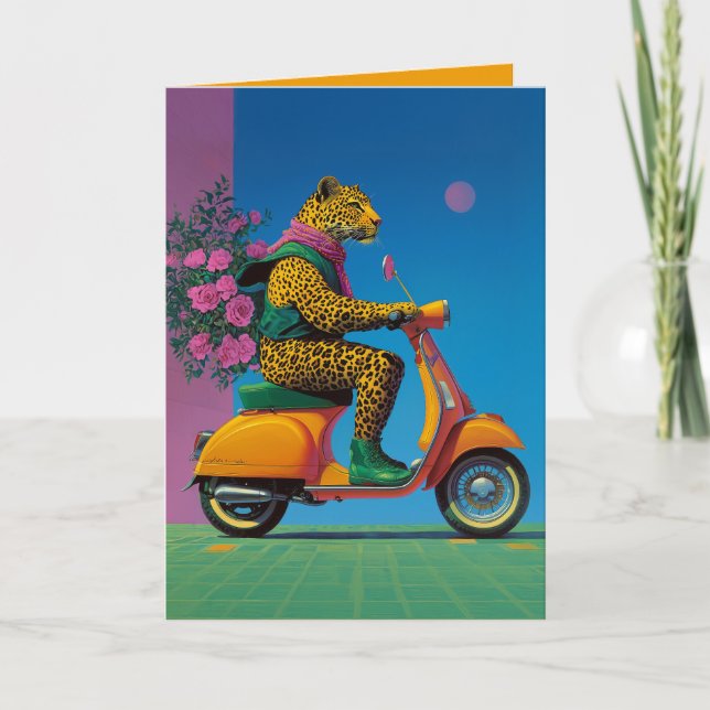 Convite Leopardo em Rodas: Uma Na moda, (Frente)