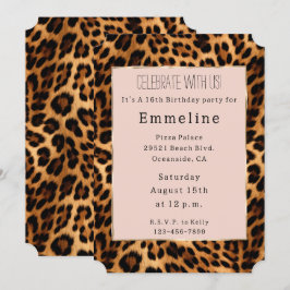 Convite Leopardo Imprime Lente-Rosa Dourada Glama