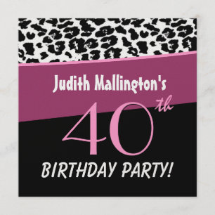 Convite Leopardo Moderno Do Partido aniversário de 40 ano