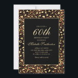 Convite Leopardo Negro Dourado de Bronze, 60ª Festa de ani<br><div class="desc">Bronze elegante e na moda,  ouro,  e impressão 60.o convite de aniversário leopardo/guepardo preto para mulheres. O texto é personalizável,  então faça dele seu. Entre em contato conosco para obter ajuda com a personalização ou para solicitar produtos correspondentes.</div>