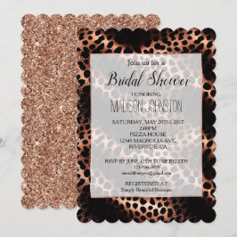 Convite Leopardo Negro rosa Dourado