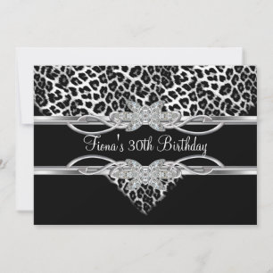 Convite Leopardo Preto Branco 30º Diamante Jóia
