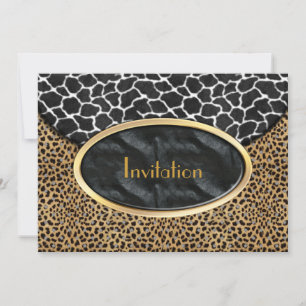 Convite Leopardo Preto Branco Bolsa Vaca