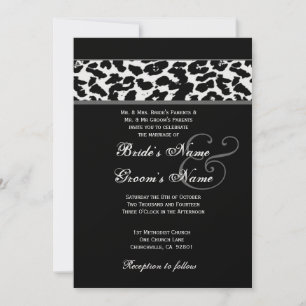 Convite Leopardo preto e branco que Wedding o papel