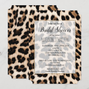 Convite Leopardo Preto Marrom Cremoso