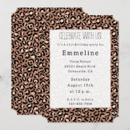 Convite Leopardo Rosa Dourado castanho