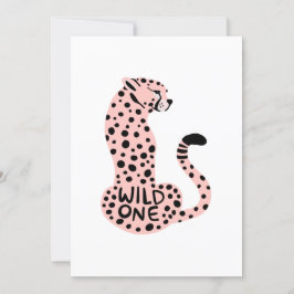 Convite Leopardo Rosa Selvagem Primeiro Aniversário