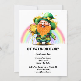 Convite Leprechaun pote de ouro, arco-íris, partido sortud