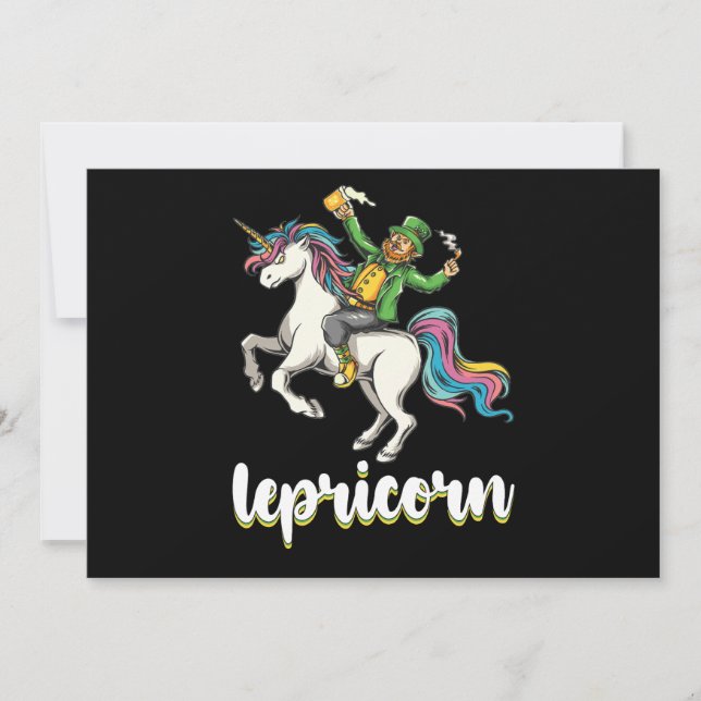 Convite Lepricorn Leprechaun Dia de São Patrício Unicorn (Frente)