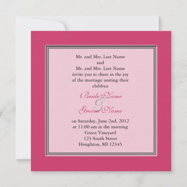 Convite Leque de bambu e seda chinês casamento rosa (Frente)