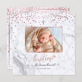 Convite Les confettis d'or rosa Faire-part de Baptême