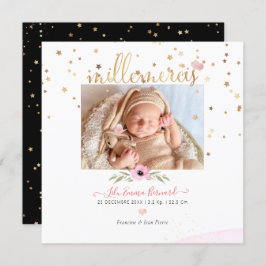 Convite Les etoiles d'or Remerciement Naissance File