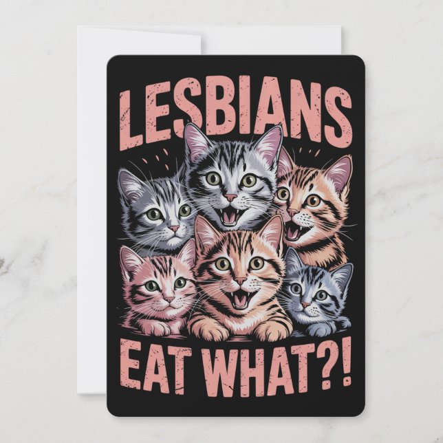 Convite Lésbicas Comem Que Orgulho LGBTQ Lésbica De Gato E (Frente)