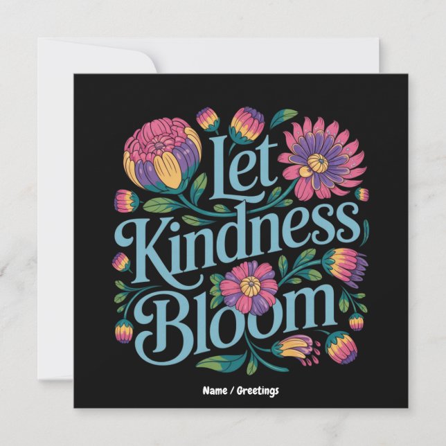 Convite Let Kindness Bloom Be Kind Rainbow Flowers Inspire (Frente)