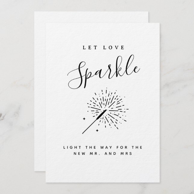 Convite Let Love Sparkle Modern Minimalist Wedding  (Frente/Verso)