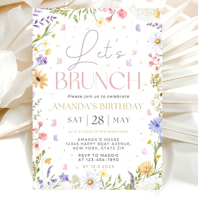 Convite Let’s Brunch Invitation Template, Wildflower Birth (Criador carregado)