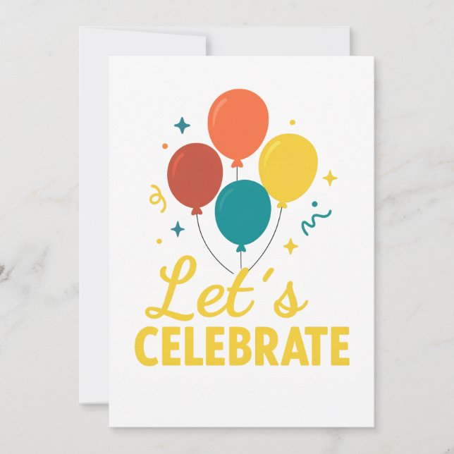 Convite Let’s Celebrate Printable Party Invitation Design (Frente)