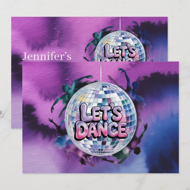 Convite Let’s Dance Birthday Party Bash (Frente/Verso)