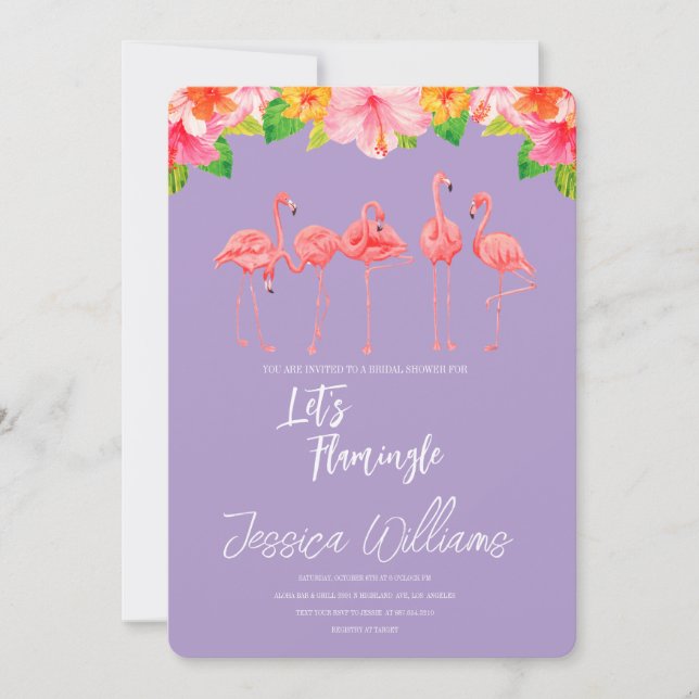 Convite Let’s Flamingle! Tropical Bridal Shower Bash (Frente)