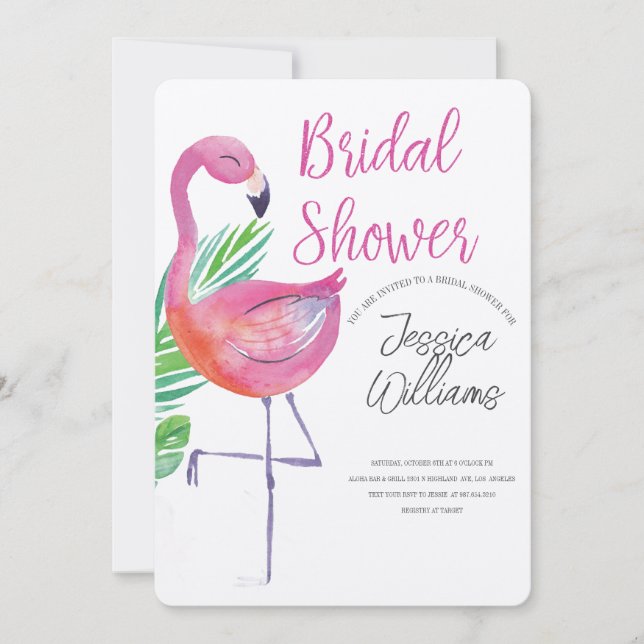 Convite Let’s Flamingle! Tropical Bridal Shower Bash (Frente)