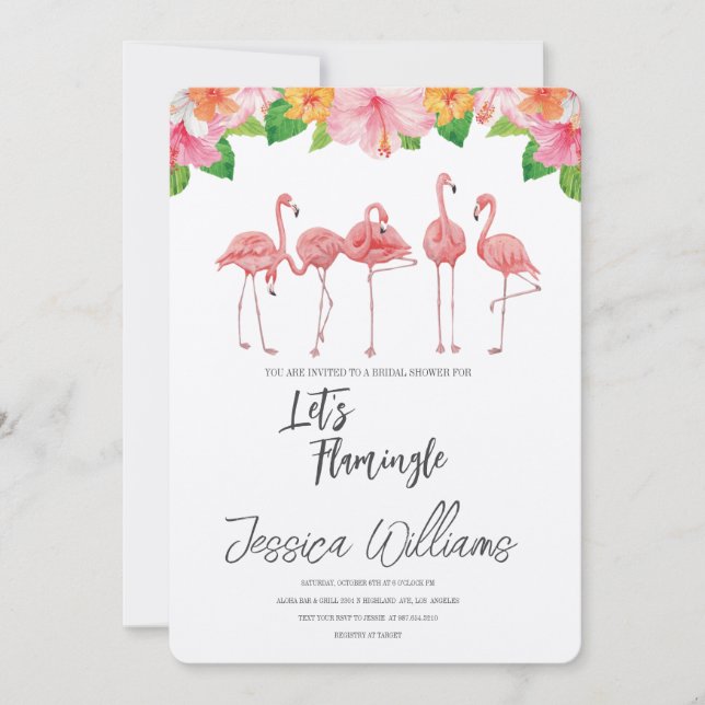Convite Let’s Flamingle! Tropical Bridal Shower Bash (Frente)