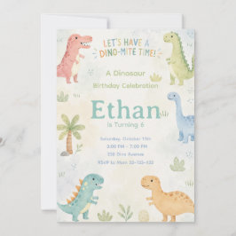 Convite Let’s Have A Dino-Mite Time Invitation Editable