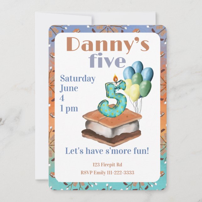 Convite Let’s have s’more fun 5th Birthday Invitation (Frente)