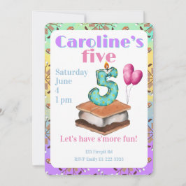 Convite Let’s have s’more fun 5th Birthday Invitation