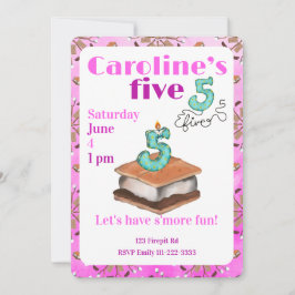 Convite Let’s have s’more fun 5th Birthday Invitation