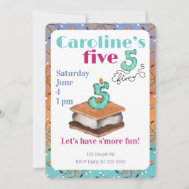 Convite Let’s have s’more fun 5th Birthday Invitation