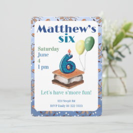 Convite Let’s have s’more fun 6th Birthday Invitation