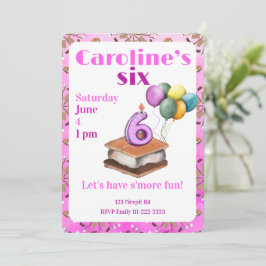 Convite Let’s have s’more fun 6th Birthday Invitation