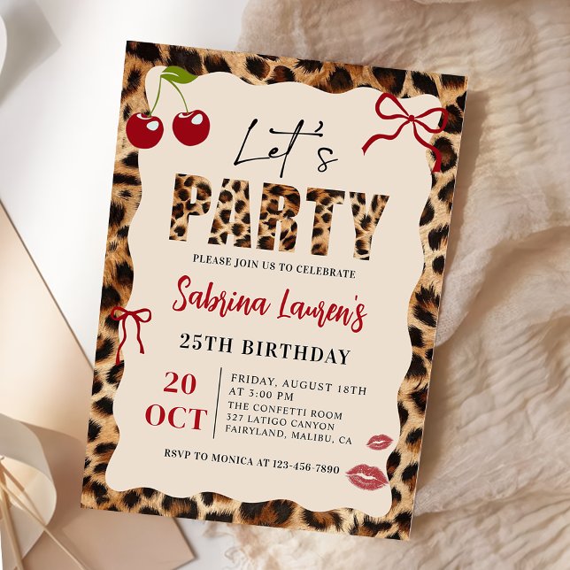 Convite Let’s Party Leopard Cheetah Birthday Invitation (Criador carregado)
