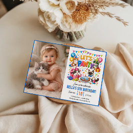 Convite Let’s Pawty Cat 5th Birthday | Cute Kitty Birthday