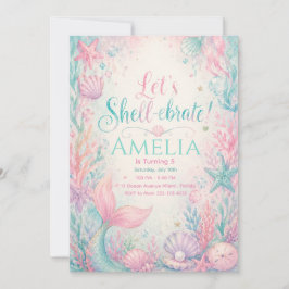Convite Let’s Shell-ebrate Mermaid Invitation Editable