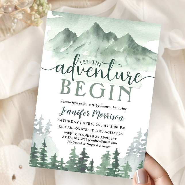 Convite Let The Adventure Begin Baby Shower Green Mountain (Criador carregado)