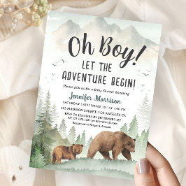 Convite Let the Adventure Begin Boy Woodland Baby Shower