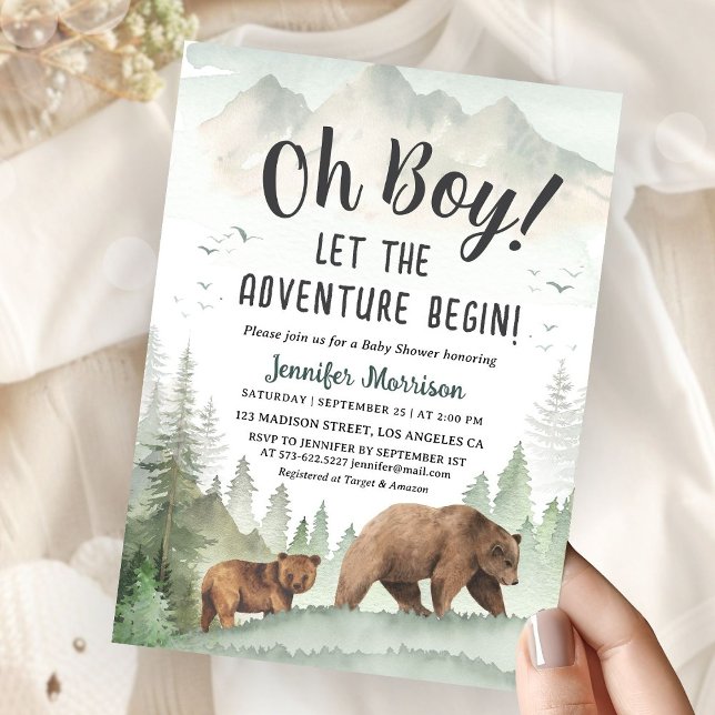 Convite Let the Adventure Begin Boy Woodland Baby Shower (Criador carregado)