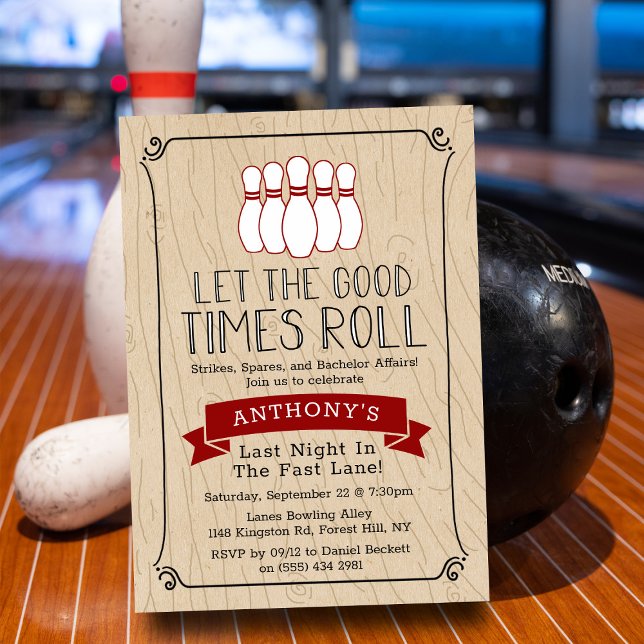 Convite Let the Good Times Roll | Bowling Bachelor Party (Criador carregado)