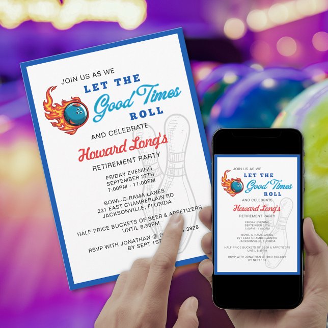 Convite Let the Good Times Roll Bowling Party (Criador carregado)