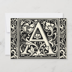 Convite Letra A Monograma Medieval Art Nouveau