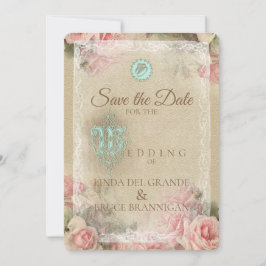 Convite Letra Antiga - Salve a placa de data